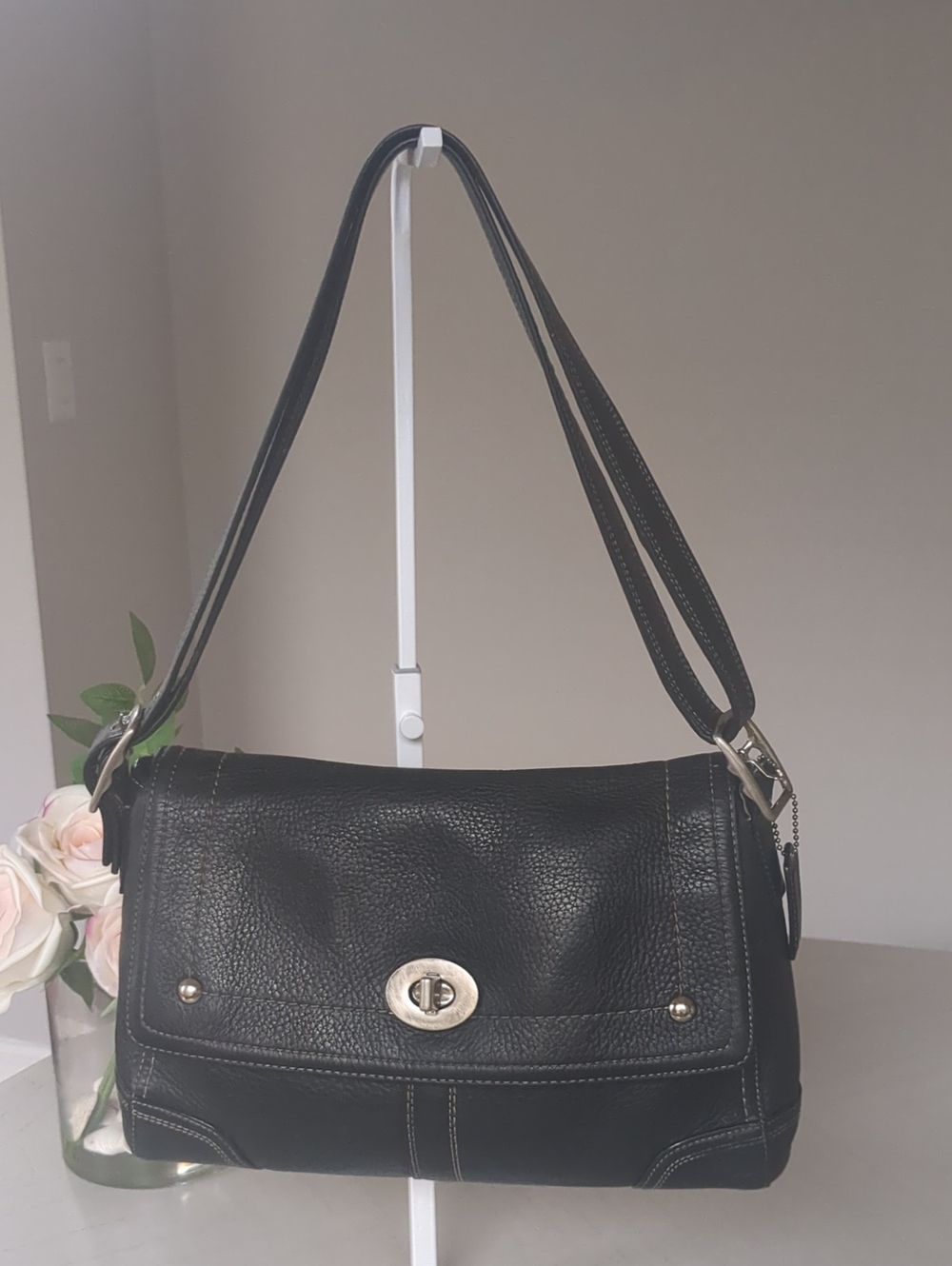 Coach Hamilton F13957 Black Leather Crossbody / Shoulder Bag